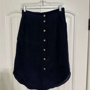 Madewell Navy Button-Front A-Line Skirt